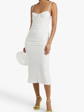 Jonathan Simkhai  Standard Moira Bustier Midi Dress in White Size Large NWT